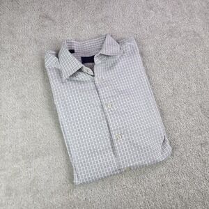 David Donahue Dress‎ Shirt Mens Size 17 32/33 Gray Check